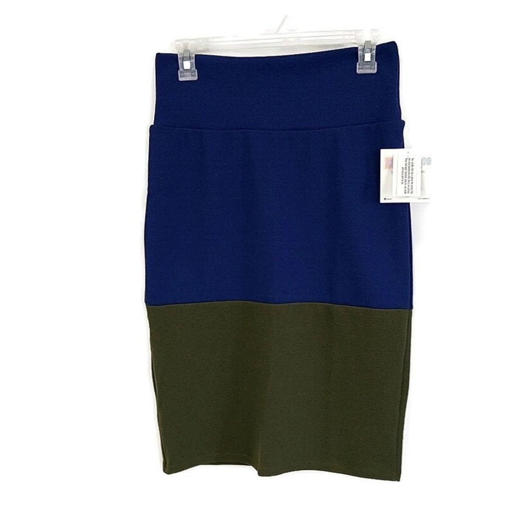 LuLaRoe Cassie Pencil Skirt Women Small Blue Green Colorblock High Waist Stretch